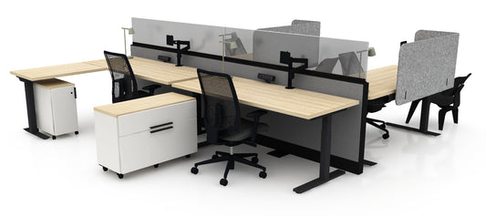 Kit de 4 postes de travail avec tables ajustables - Dividends de Knoll