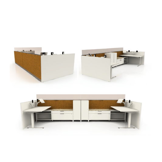 Kit of 2 open space workstations - Canvas Wall
