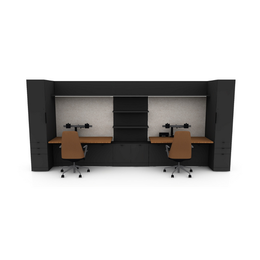 Closed Desk Kit - REFF by Knoll in Black Fenix ​​and Walnut (includes 17 packs)