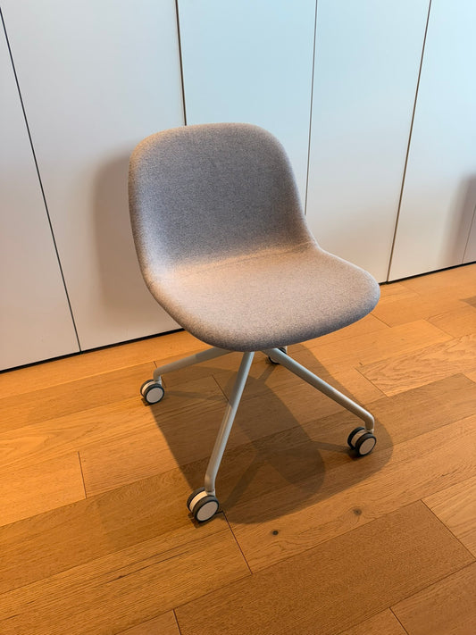 Fiber Side Chair - White base with casters