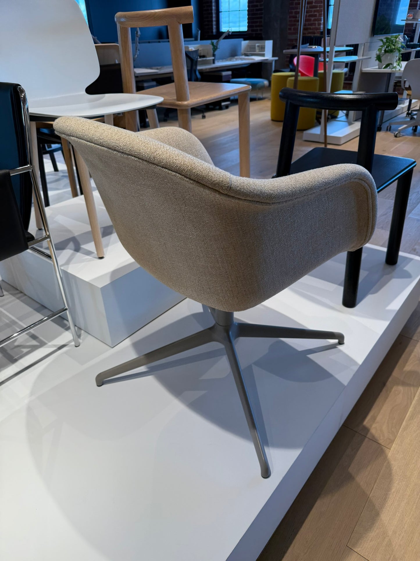 Fiber Soft Swivel Base Armchair - Upholstered