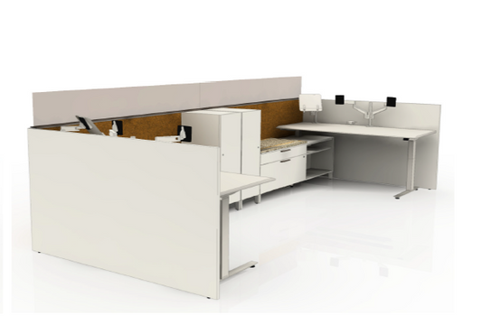 Kit of 2 open space workstations - Canvas Wall