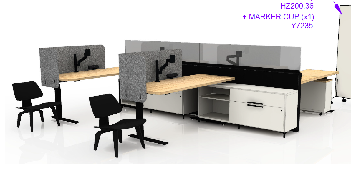 Kit de 4 postes de travail avec tables ajustables - Dividends de Knoll